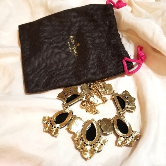 NEW Kate Spade New York Black Gold Statement Necklace - Picture 5 of 5